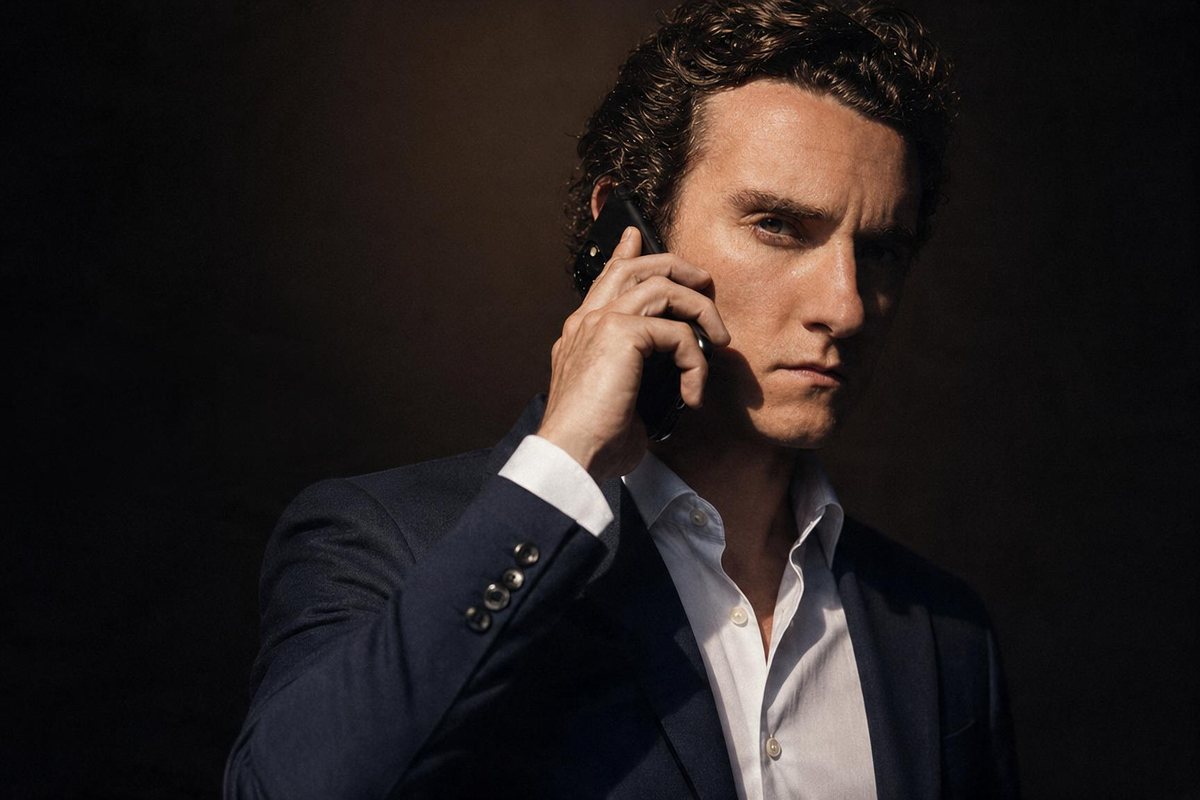 Christopher Mayer taking a call